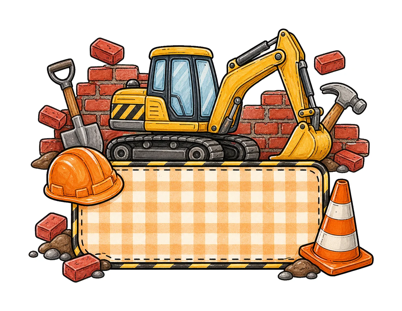 Construction Name Plate Kids Name Plate Design Variation E
