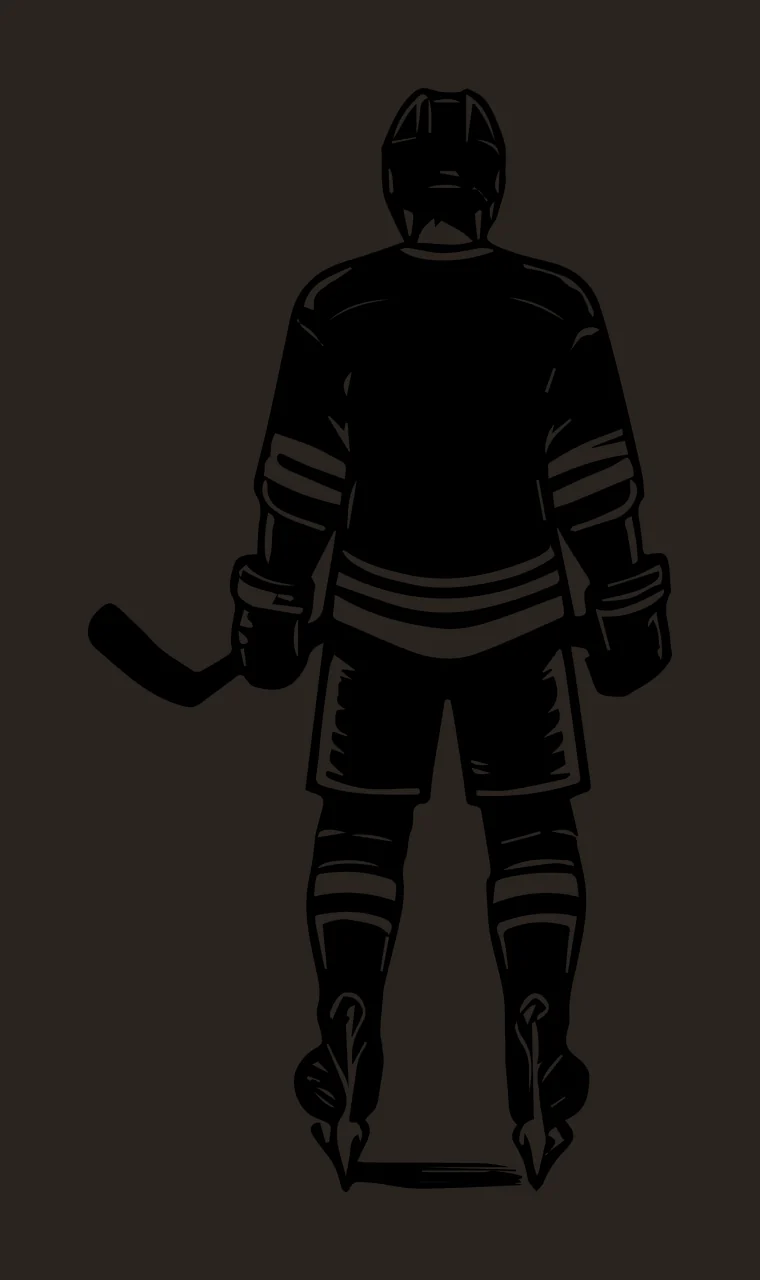 Hockey Player Standing With Stick helmet jersey skates stencil contrast preview thumbnail
