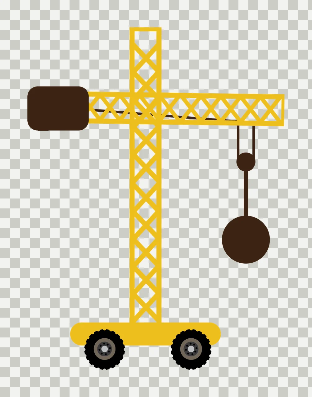 Construction Tower Crane With Hanging Wrecking Ball lifting transparency and detail preview thumbnail
