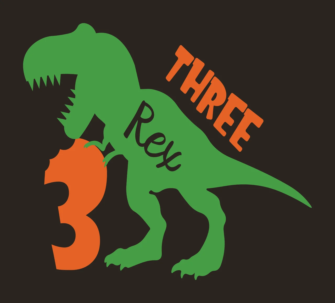 Dinosaur Three Rex 3 Silhouette Illustration number black white contrast preview thumbnail