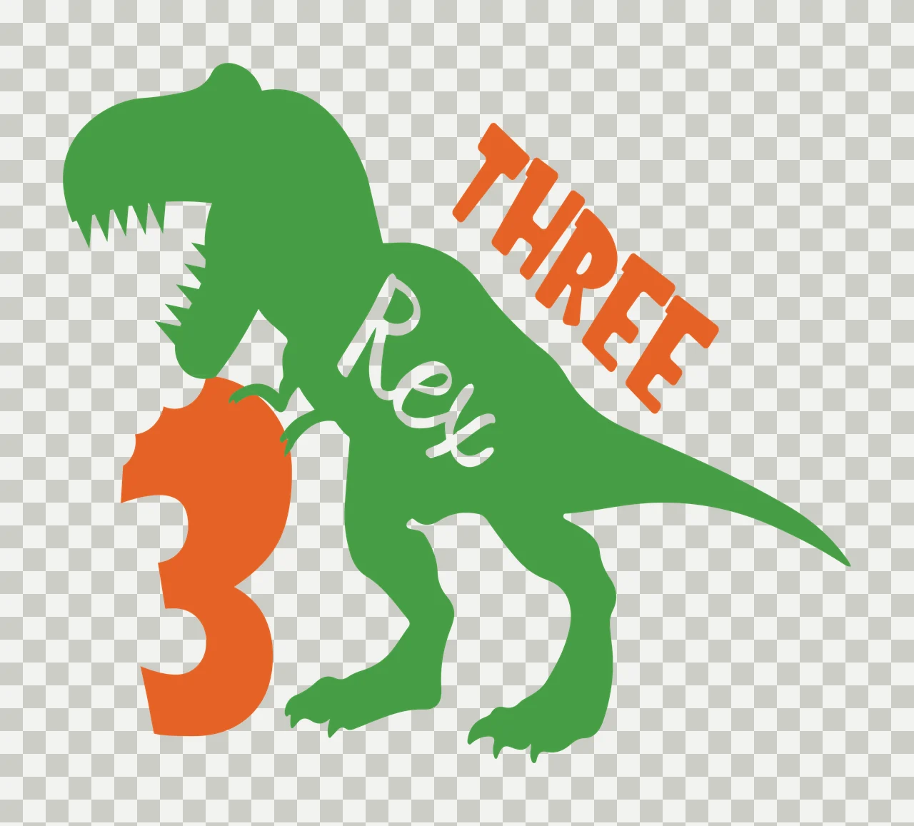 Dinosaur Three Rex 3 Silhouette Illustration number black white transparency and detail preview thumbnail