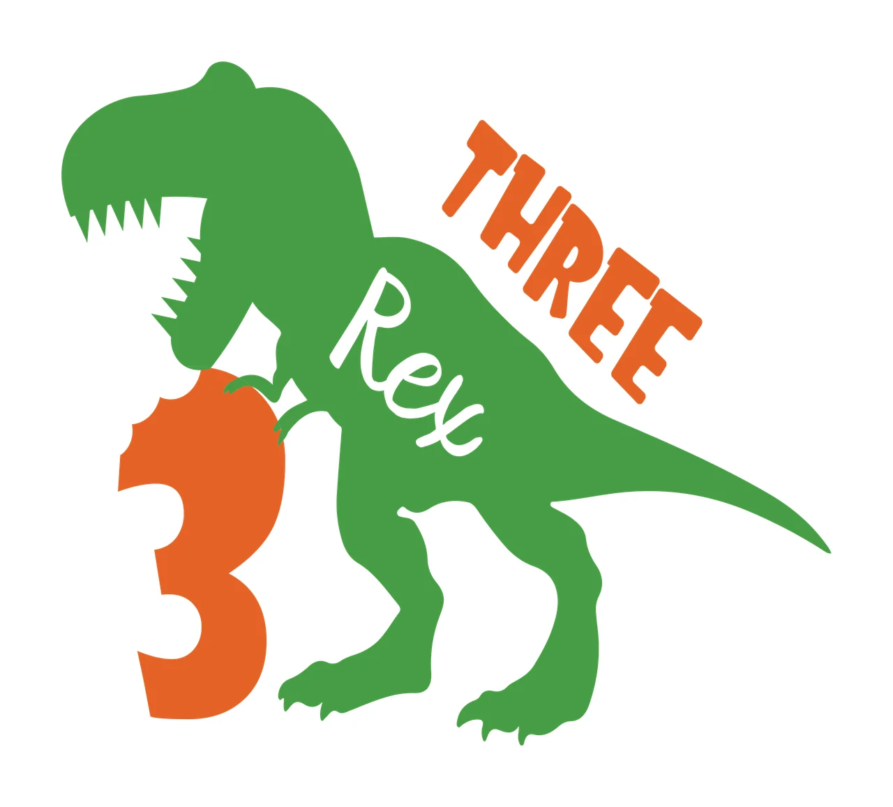 Dinosaur Three Rex 3 Silhouette Illustration number black white