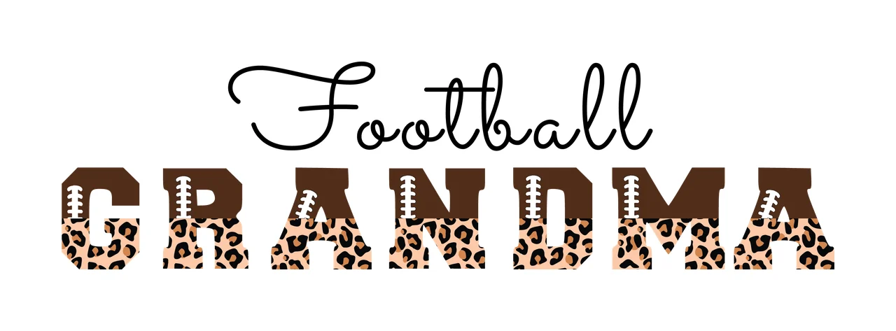 Football Grandma Text With Patterned Letters letter print black