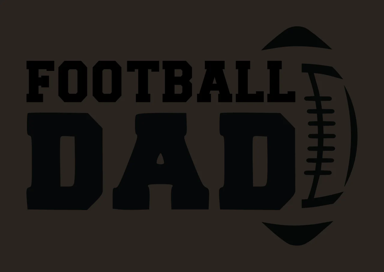 Football Dad Text With Stylized Graphic typography black sports contrast preview thumbnail