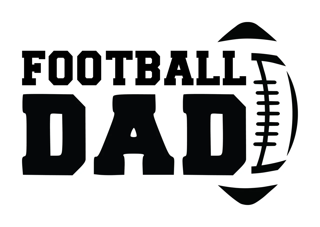 Football Dad Text With Stylized Graphic typography black sports
