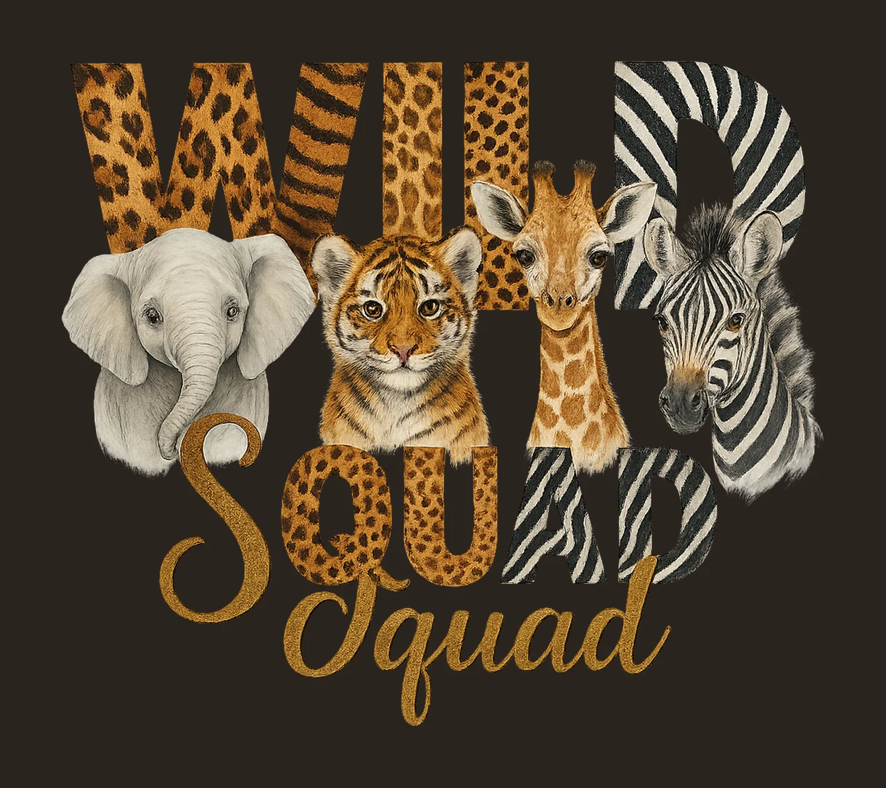 Wild Squad Baby Safari Animals Watercolor 1st Birthday Shirt contrast preview thumbnail