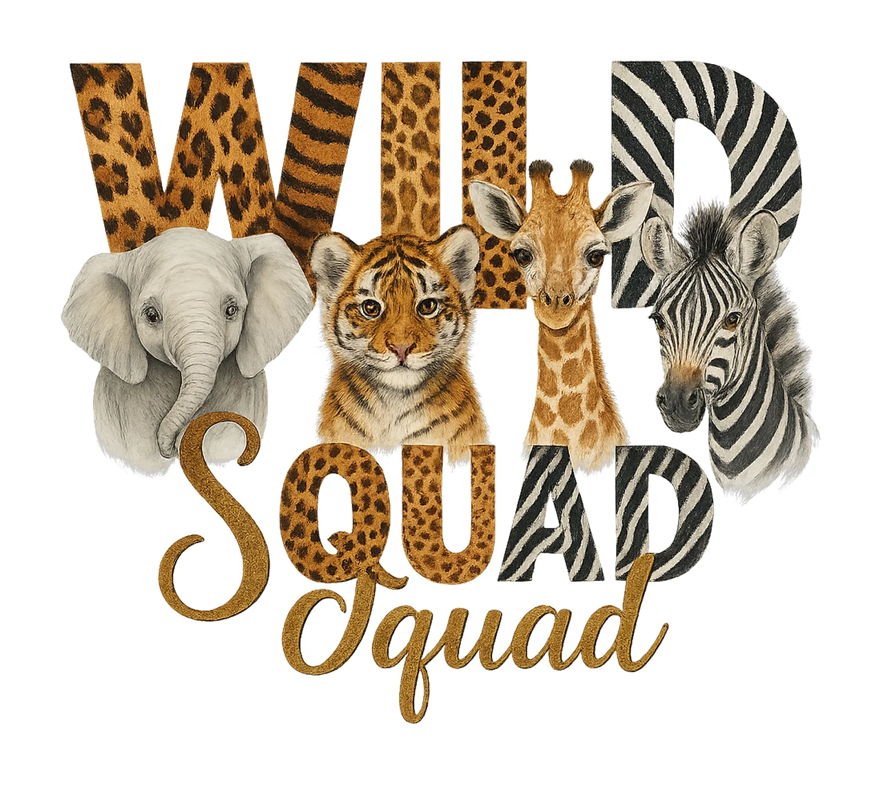 Wild Squad Baby Safari Animals Watercolor 1st Birthday Shirt
