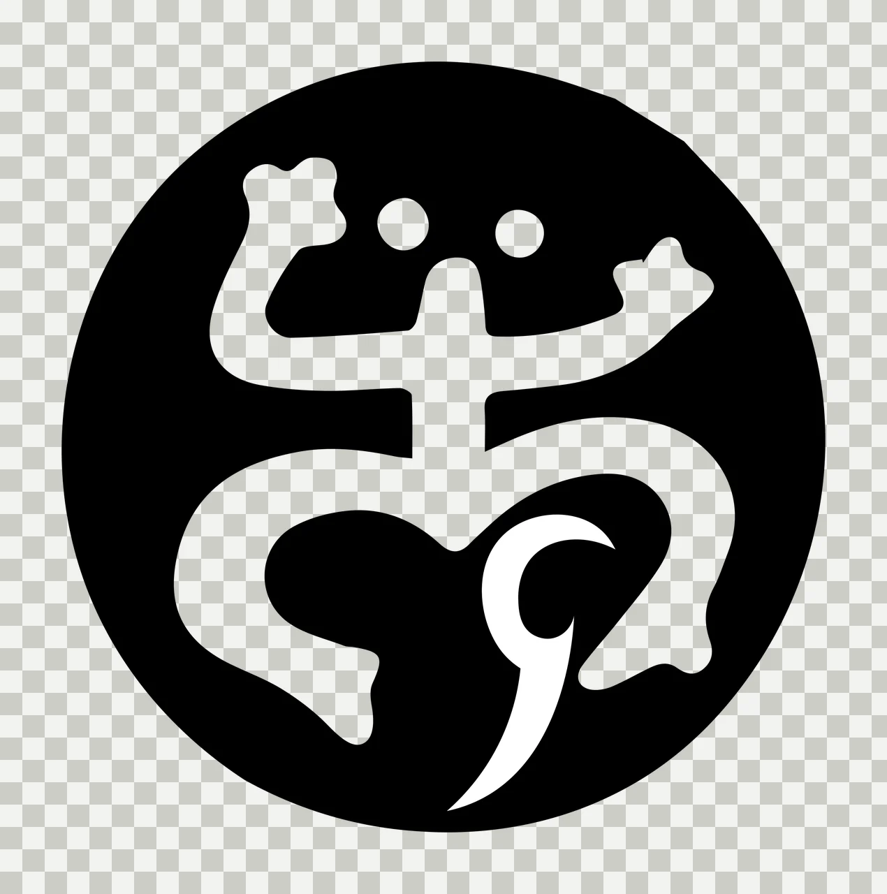 Circular Stylized Frog Graphic Symbol circle tribal black silhouette transparency and detail preview thumbnail