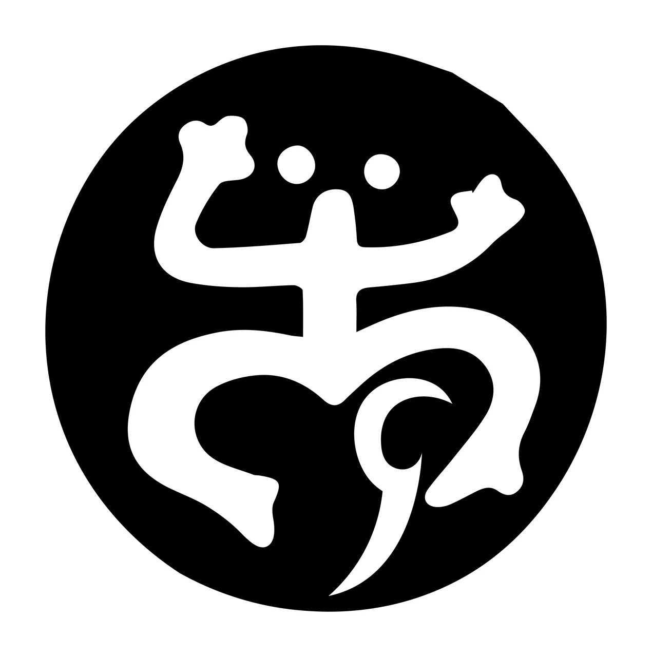 Circular Stylized Frog Graphic Symbol circle tribal black silhouette