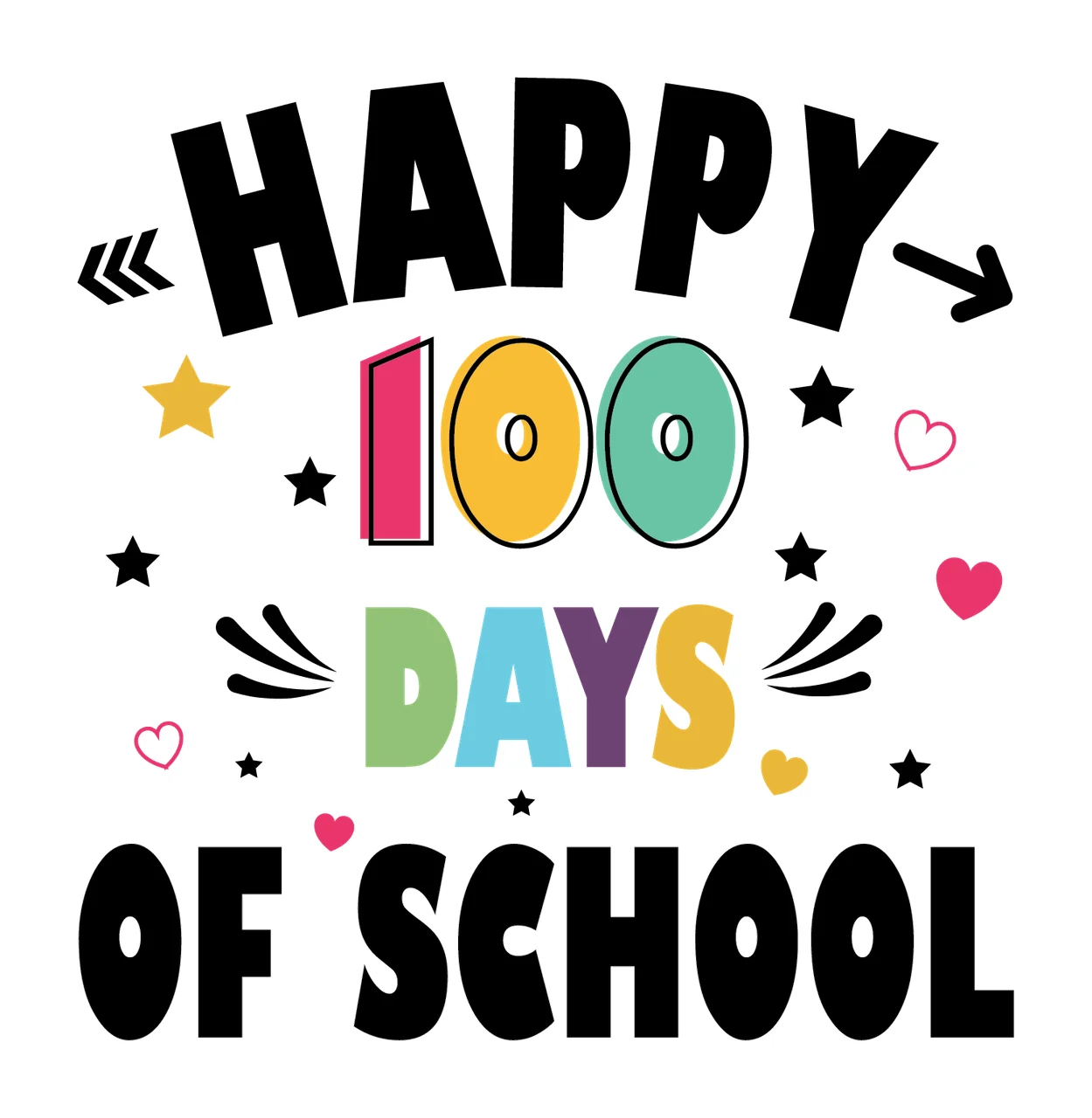 Of School Typographic communicating stars hearts arrows black