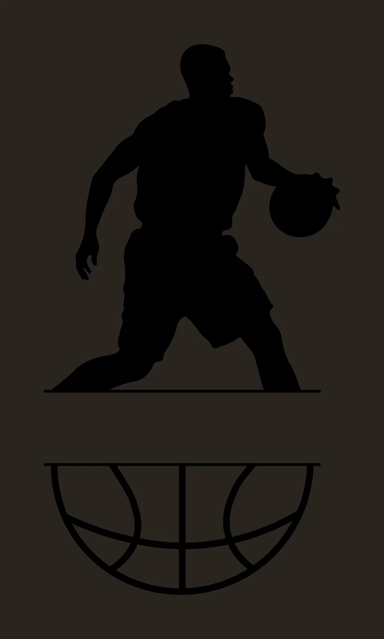 Ball Basketball Player Dribbling With A Circular Court lines contrast preview thumbnail