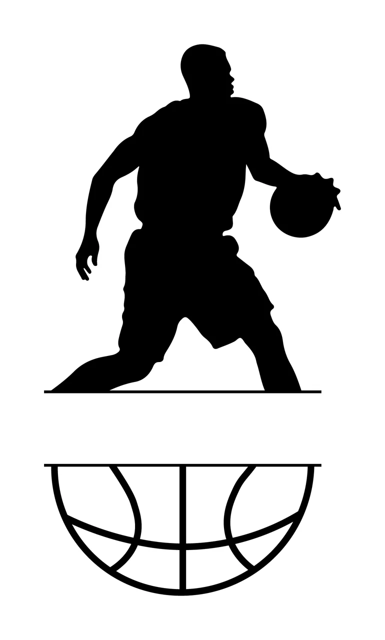 Ball Basketball Player Dribbling With A Circular Court lines