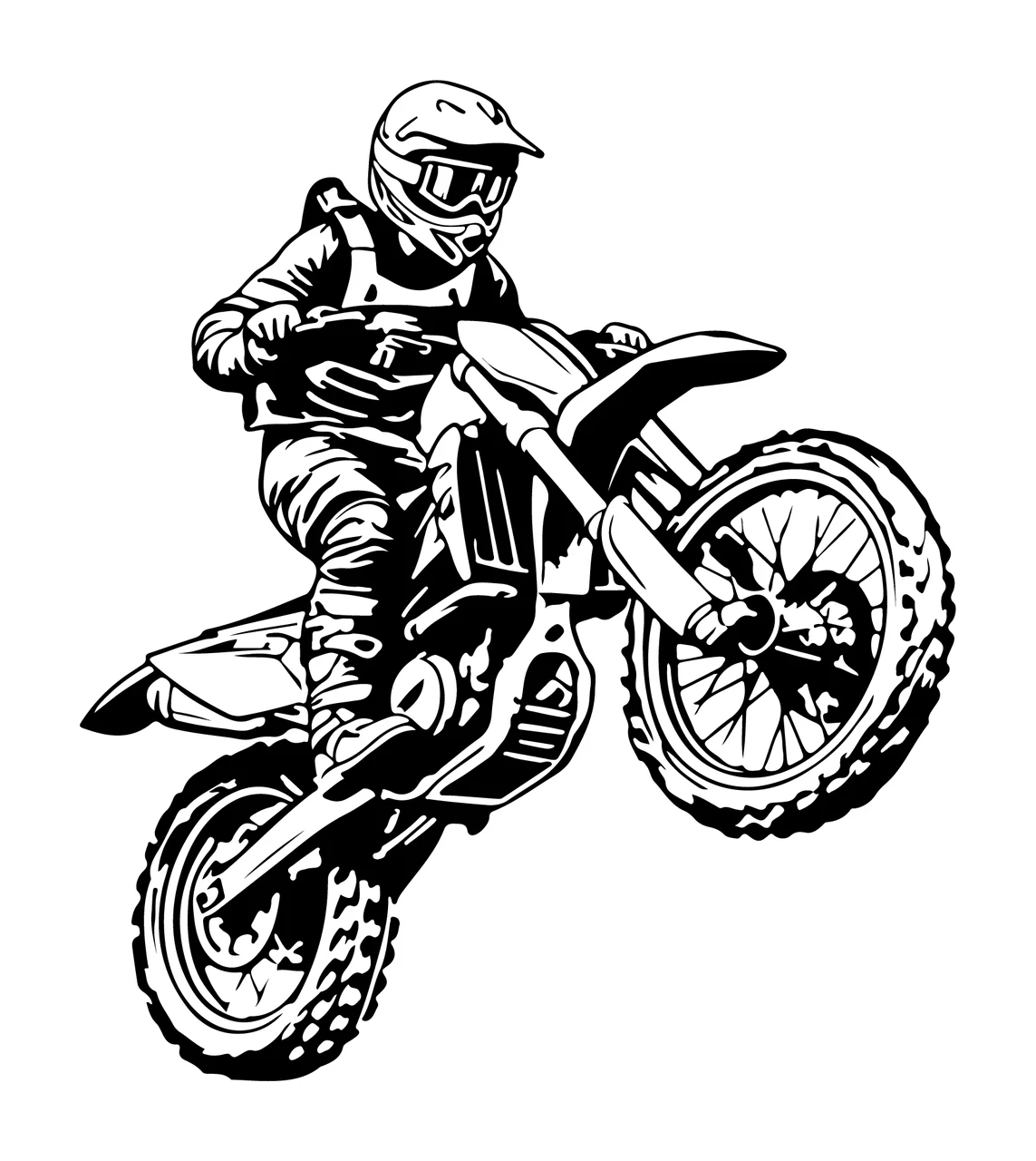 Motocross Rider Jumping On Motorcycle Illustration helmet goggles