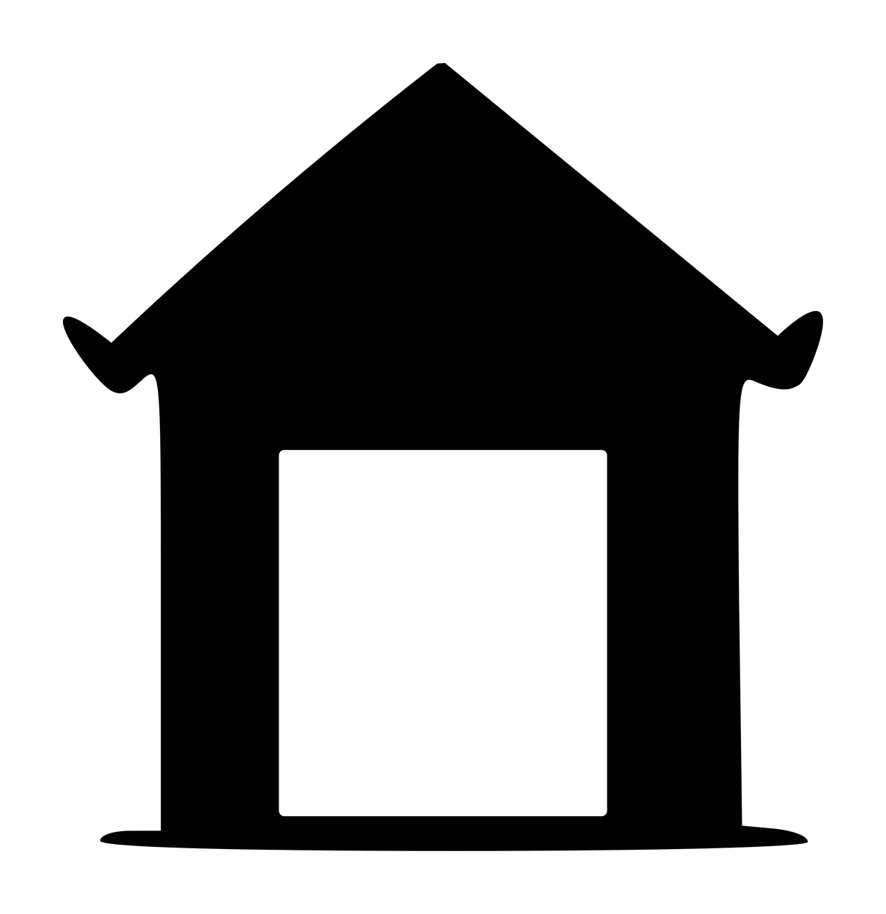 Black house silhouette Illustration with triangular roof and rectangular doorway in white