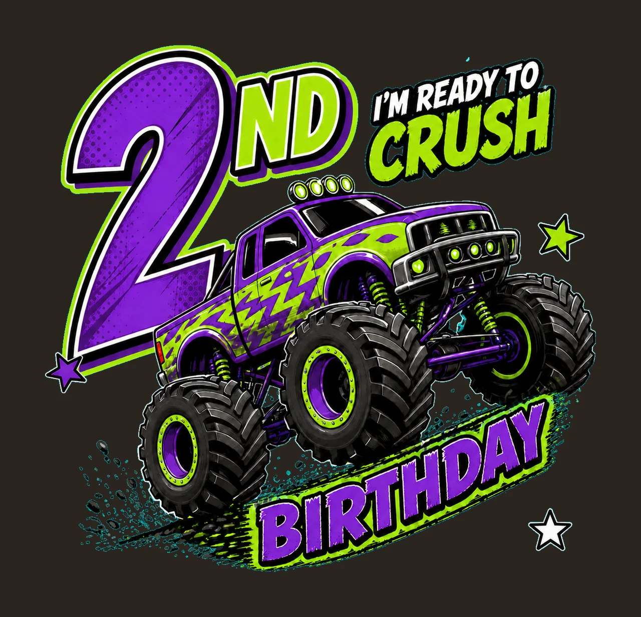 Monster Truck Birthday Ready to Crush 2nd Birthday contrast preview thumbnail