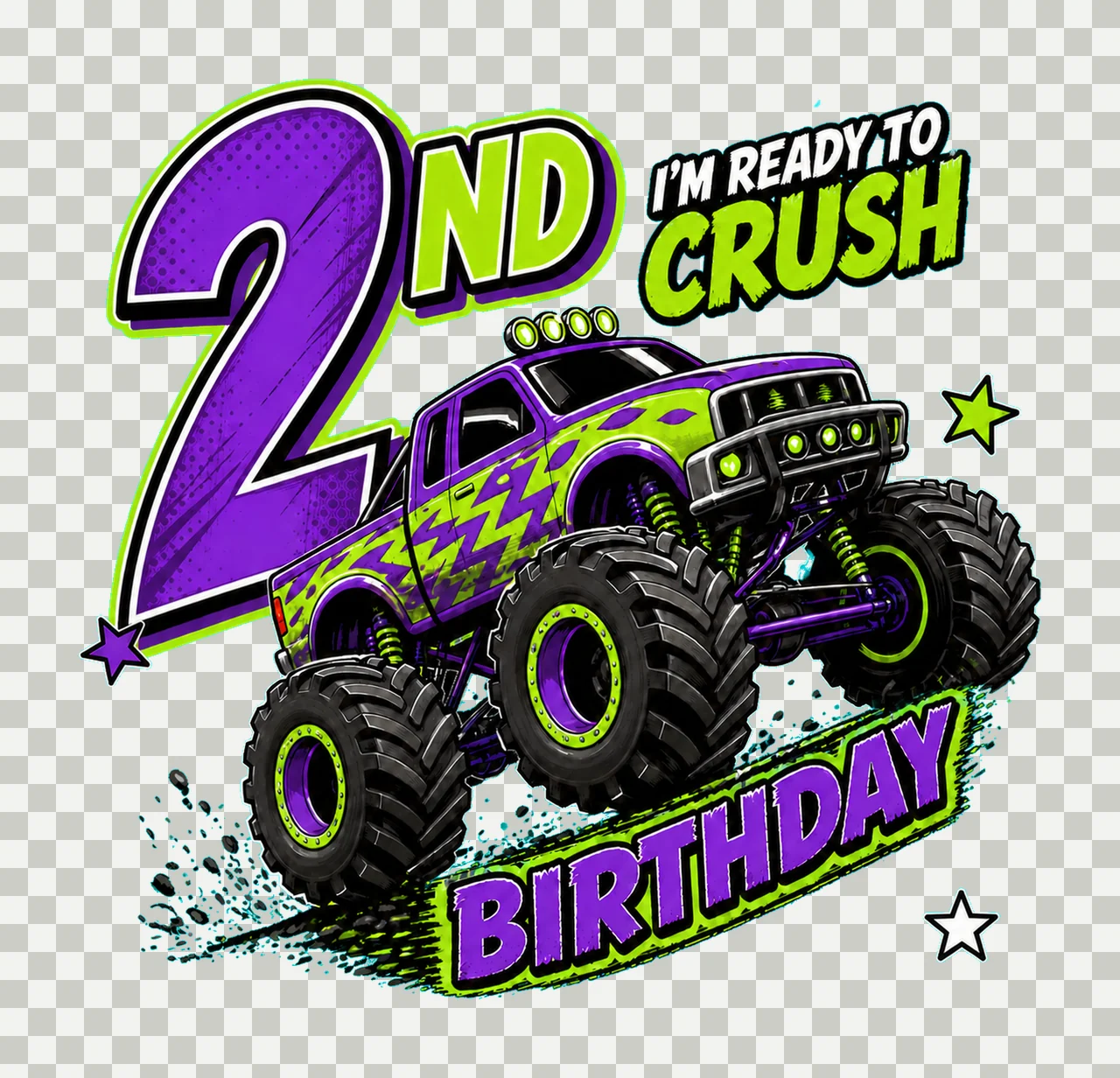 Monster Truck Birthday Ready to Crush 2nd Birthday transparency and detail preview thumbnail