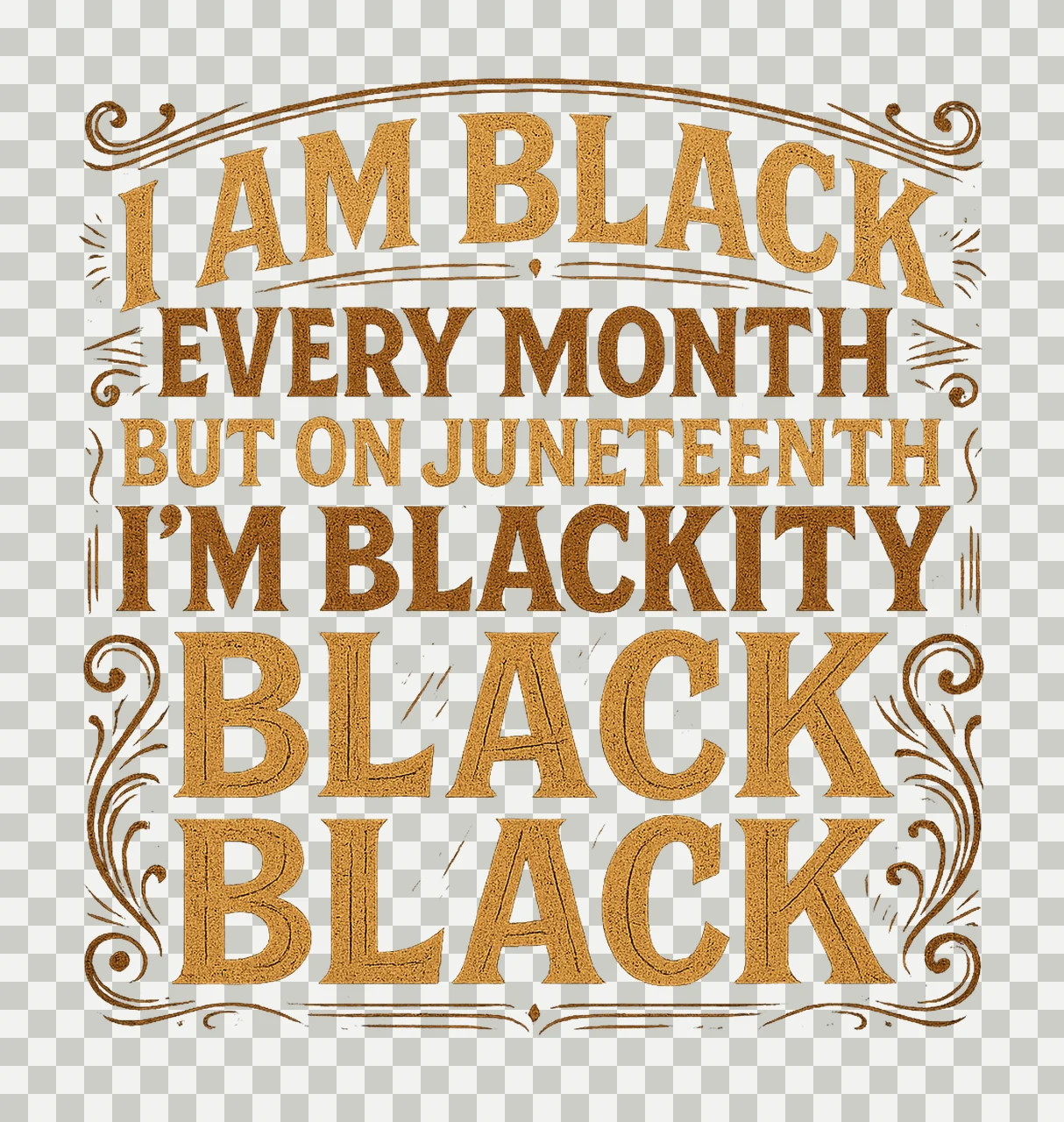 Am Black Every Month Juneteenth Blackity Black Design transparency and detail preview thumbnail