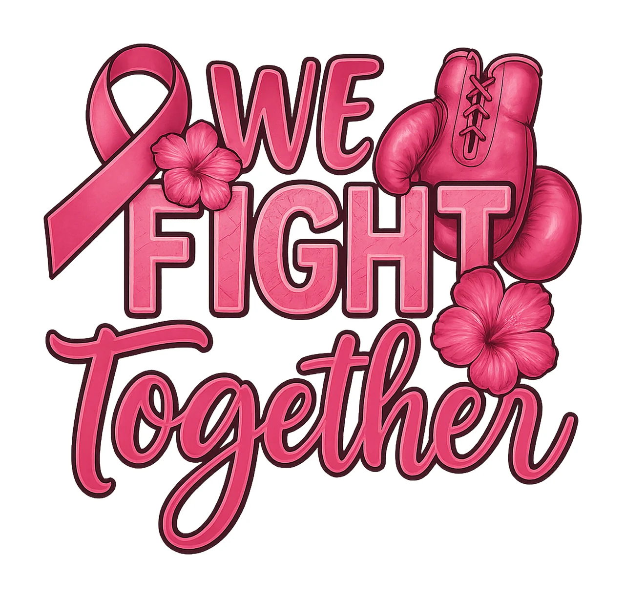 We fight together Breast Cancer sublimation design download