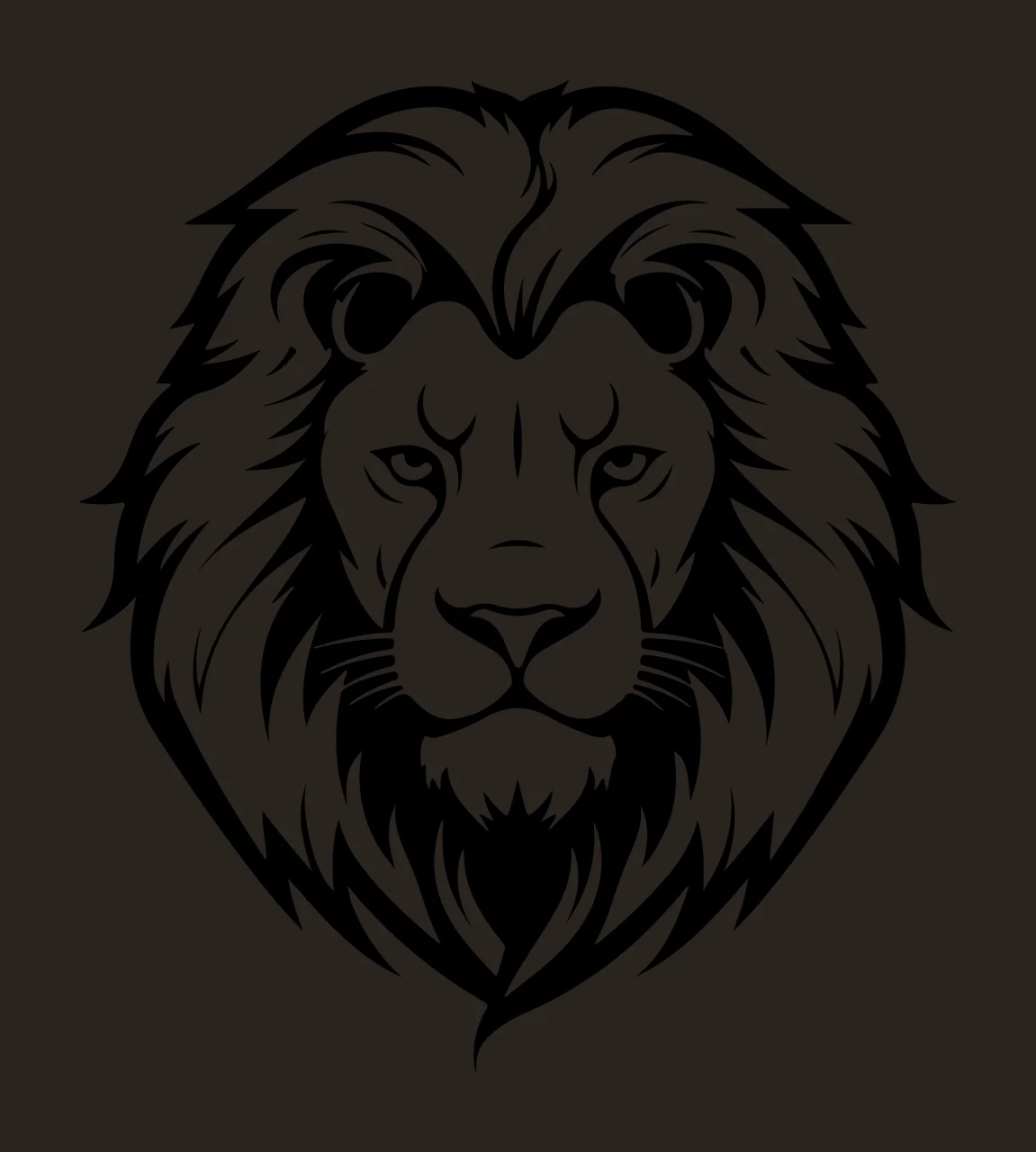 Lion Head With Large Mane graphic line art black white wild animal contrast preview thumbnail