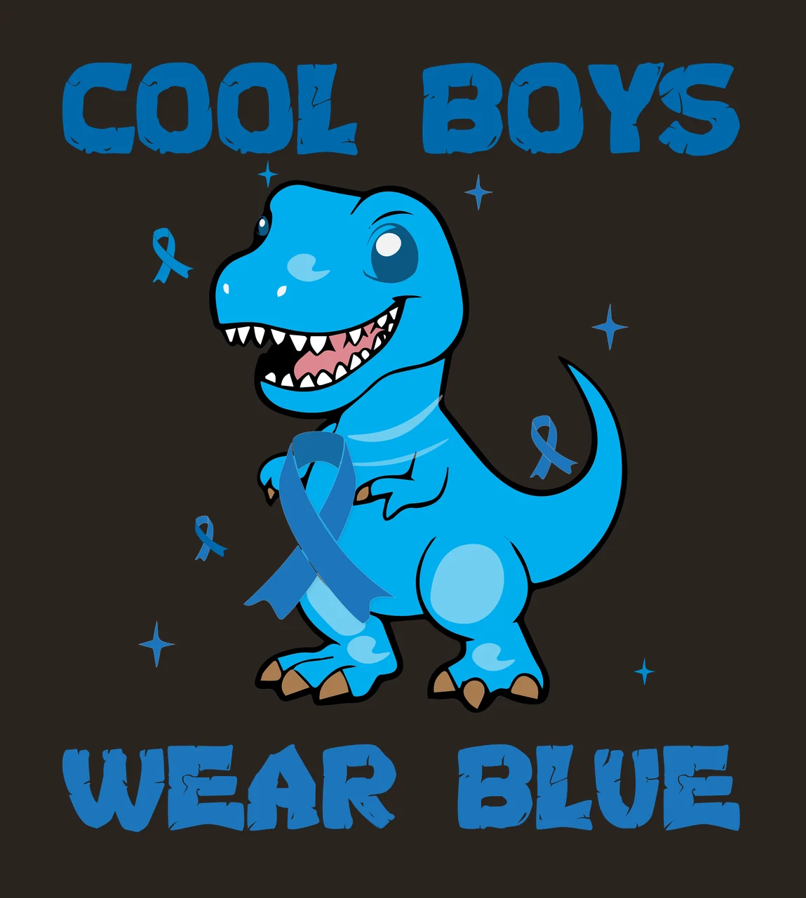 Cool Boys Wear Blue Text Graphic dinosaur silhouette standing contrast preview thumbnail