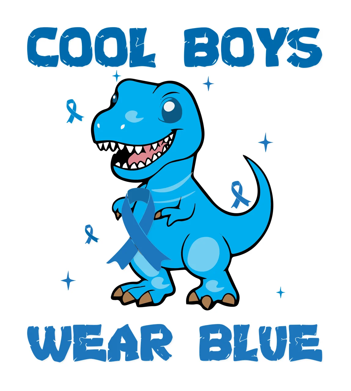 Cool Boys Wear Blue Text Graphic dinosaur silhouette standing