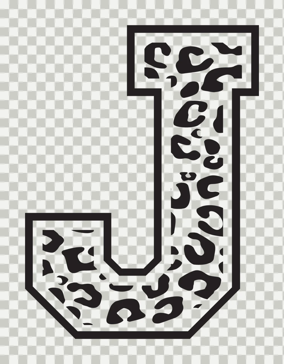 Can Glass Wrap J Letter Leopard Print transparency and detail preview thumbnail