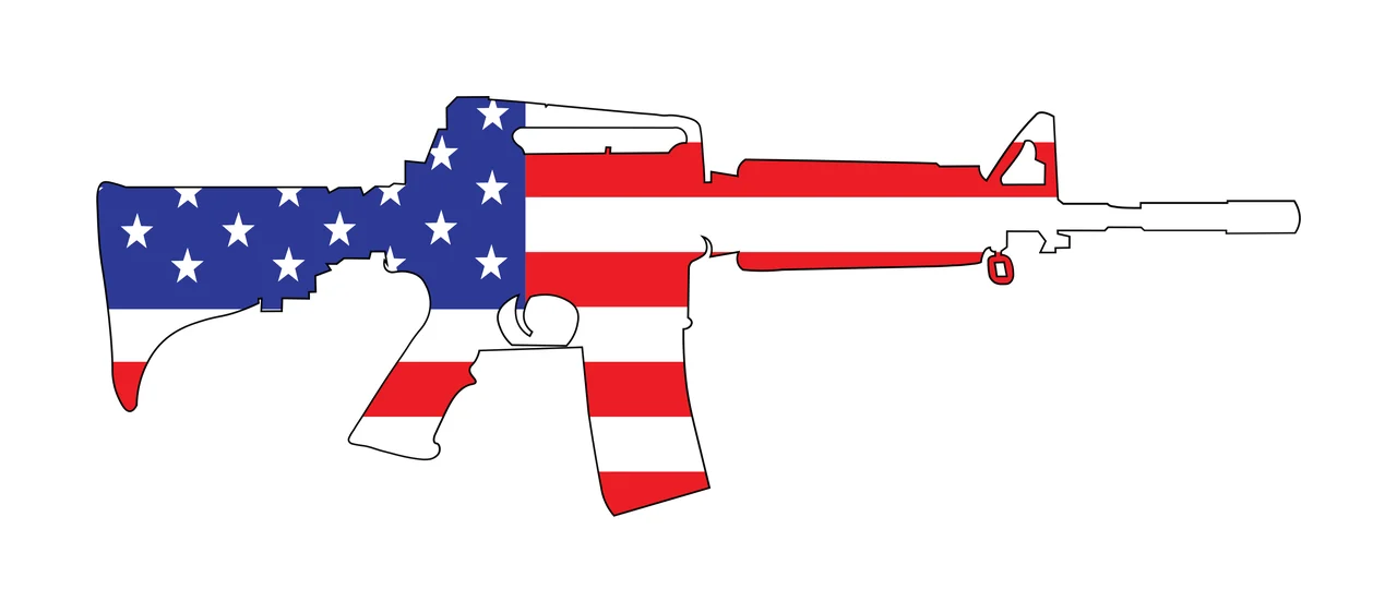 Black Rifle Star Striped Silhouette stars stripes white firearm