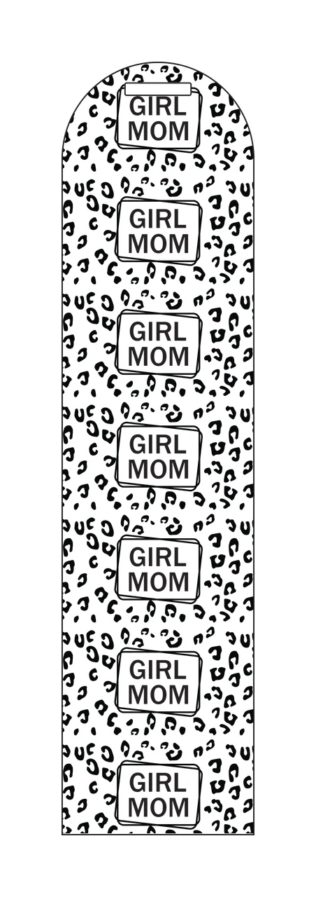 Girl Mom Tags With Leopard Print patterned graphic black white