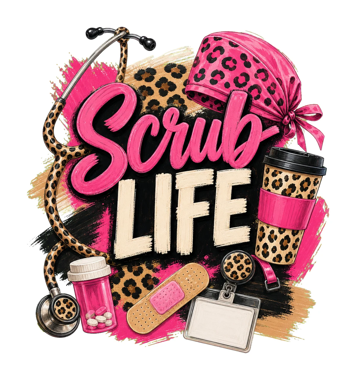 Scrub Life Leopard Nurse Shirt Design Variation C