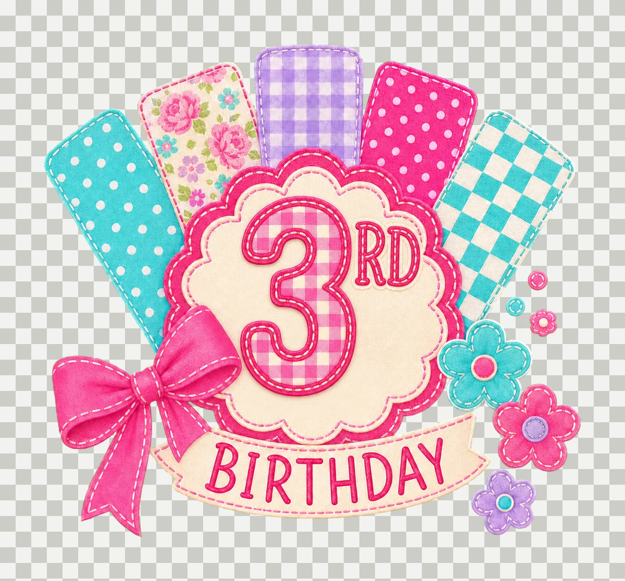 Preppy Patchwork Birthday age 03 transparency and detail preview thumbnail