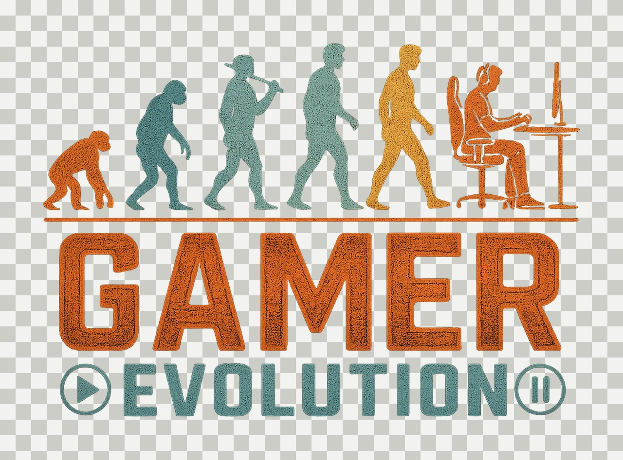 Gamer Evolution Funny Gaming Design Retro Game Artwork Gamer transparency and detail preview thumbnail