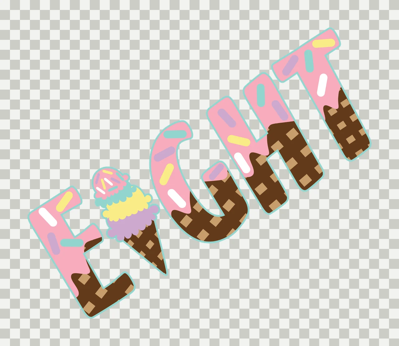 Ice Cream Eight Word With Cone sprinkles black white dessert transparency and detail preview thumbnail