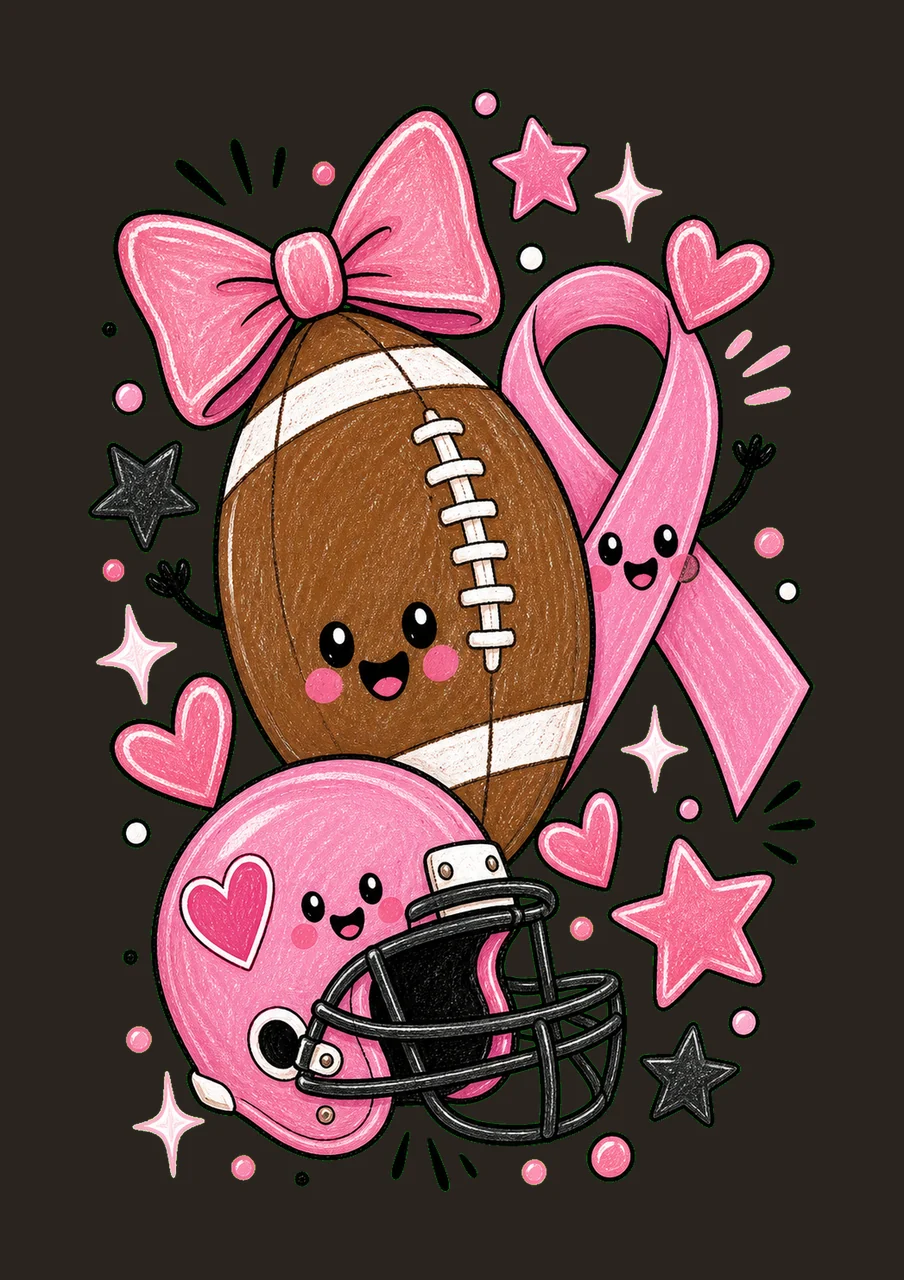 Tackle Breast Cancer Cute Football Awareness Design Football contrast preview thumbnail