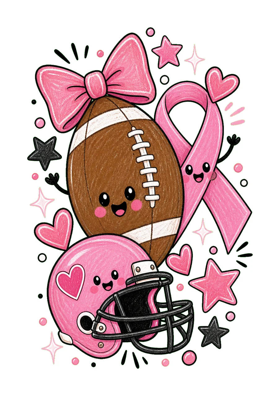 Tackle Breast Cancer Cute Football Awareness Design Football