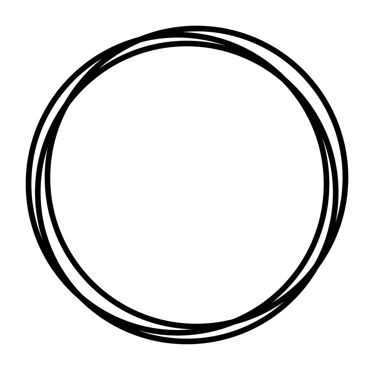 Keychain Hand Drawn Triple Circle Frame overlapping line sketch