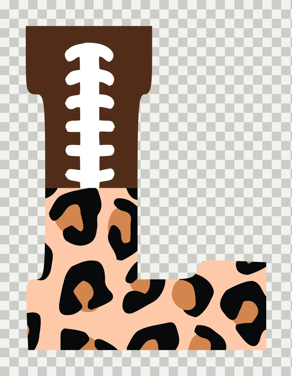 Football Font Half Leopard Character 02 american gridiron touchdown transparency and detail preview thumbnail