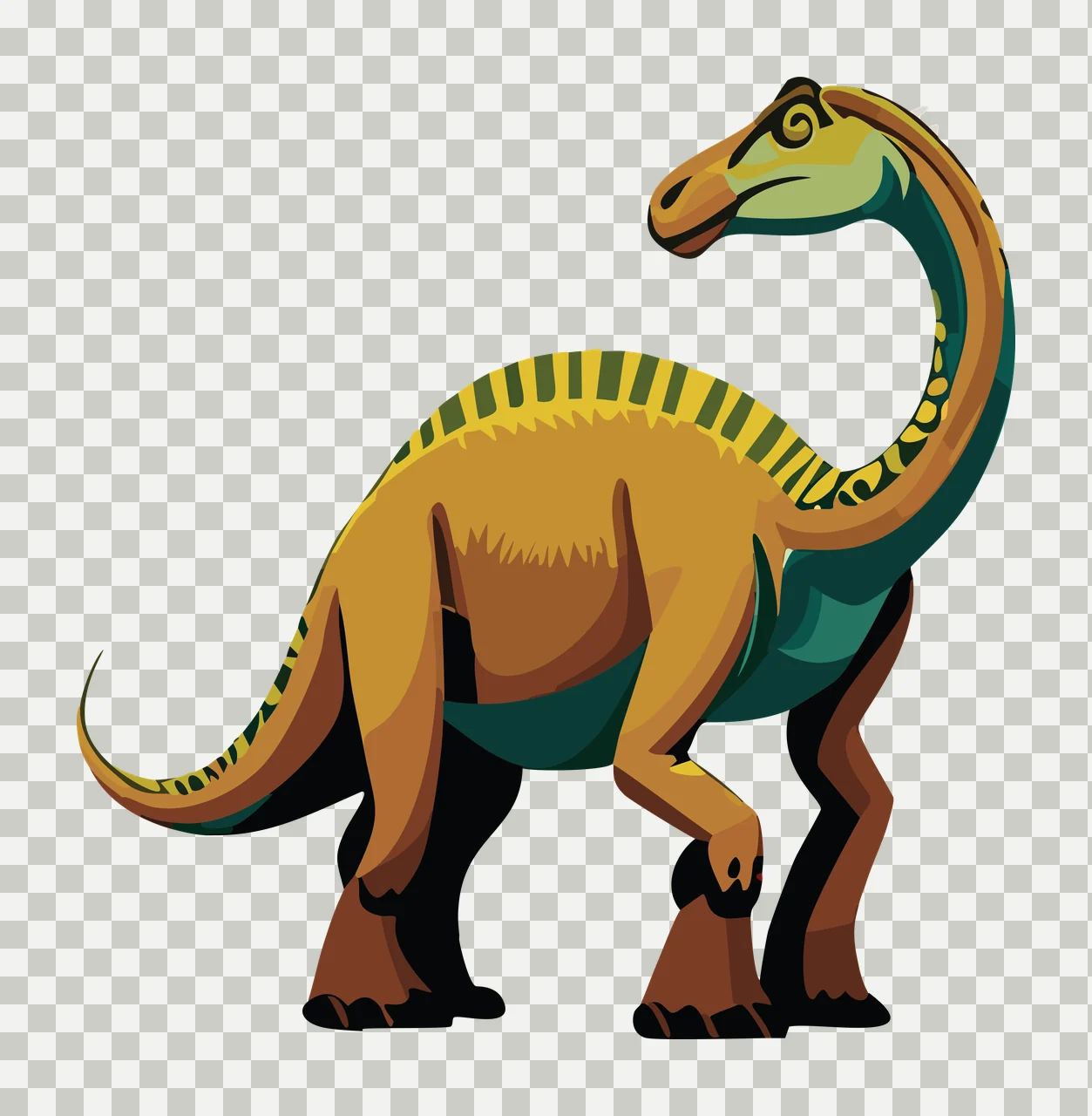 Dinosaur Large Necked Silhouette Looking Back long neck tail transparency and detail preview thumbnail