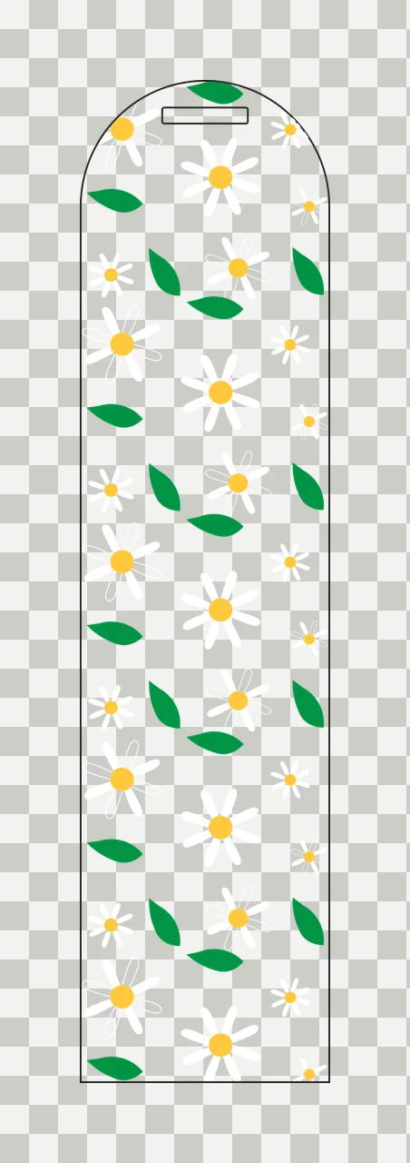 Vertical Floral Pattern With Star Flowers leaves stems minimalist transparency and detail preview thumbnail