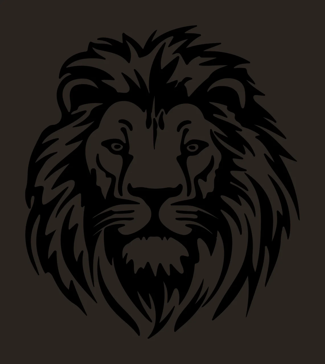 Lion Head Silhouette In Profile display mane eyes nose black contrast preview thumbnail