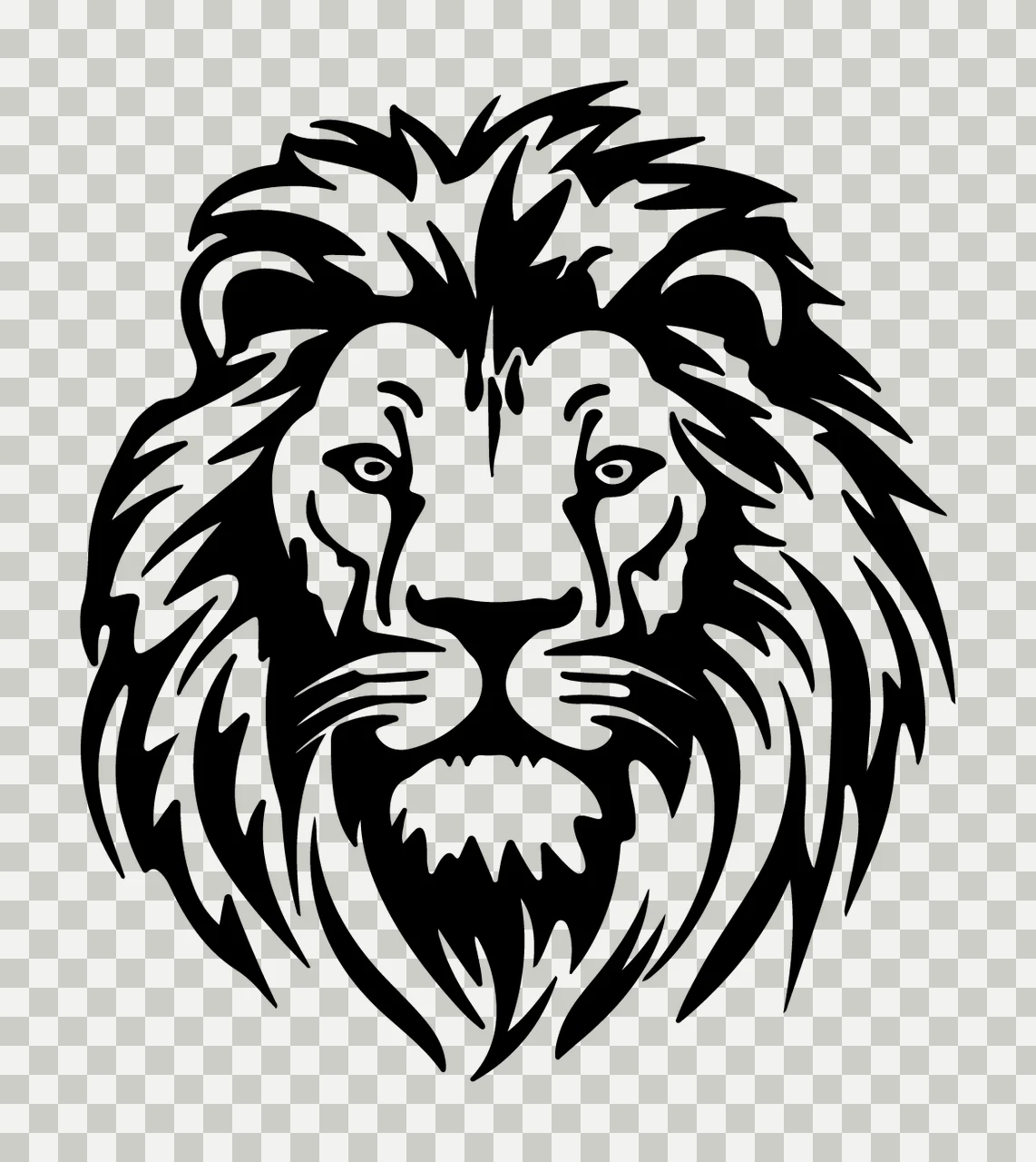 Lion Head Silhouette In Profile display mane eyes nose black transparency and detail preview thumbnail