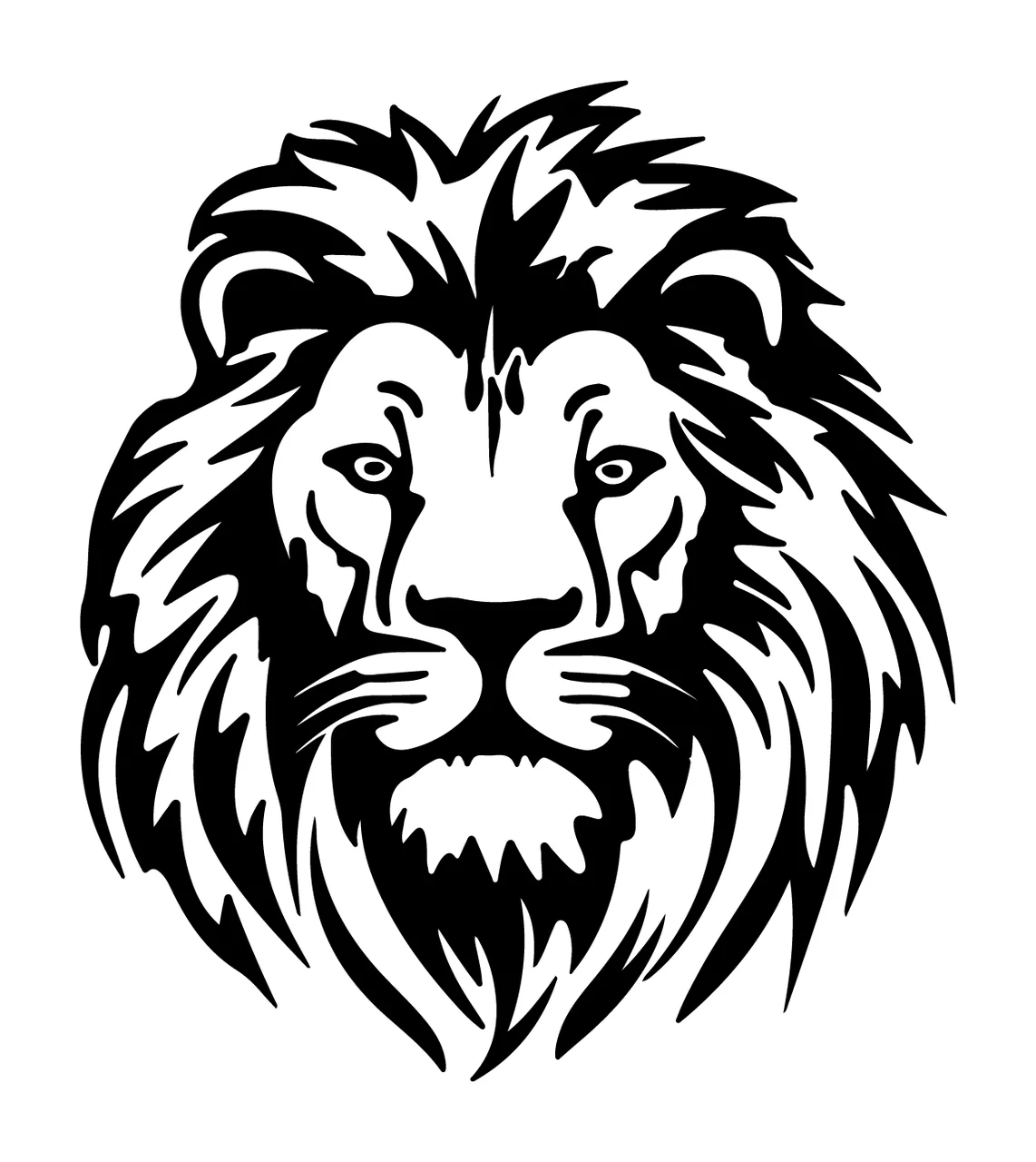 Lion Head Silhouette In Profile display mane eyes nose black