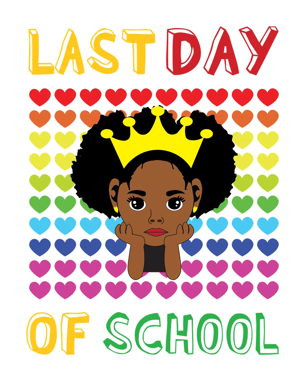 Last Day Of School Heart Pattern displayed hearts silhouette