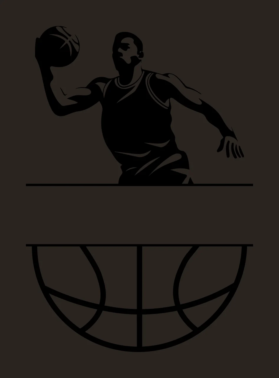 Ball Basketball Player Silhouette Above And Horizontal Bar dribbling contrast preview thumbnail