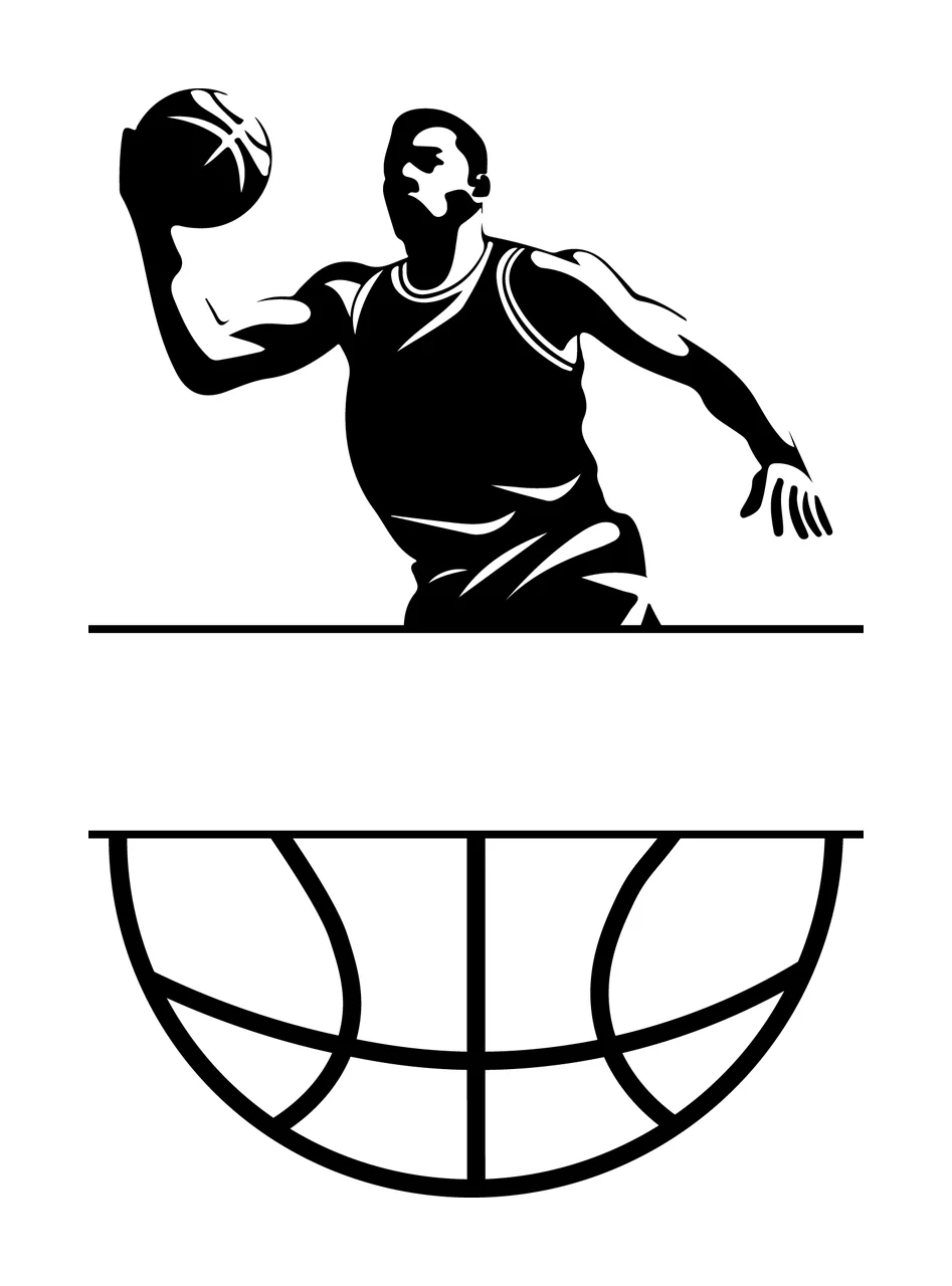 Ball Basketball Player Silhouette Above And Horizontal Bar dribbling