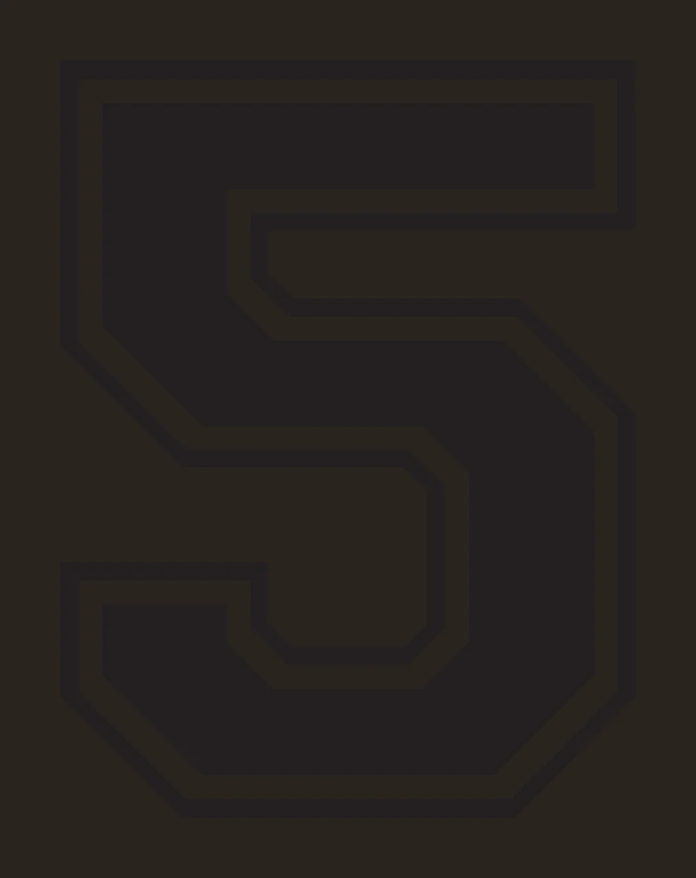 5 Number Design with block lettering, double outline, varsity and geometric shapes in black and white contrast preview thumbnail