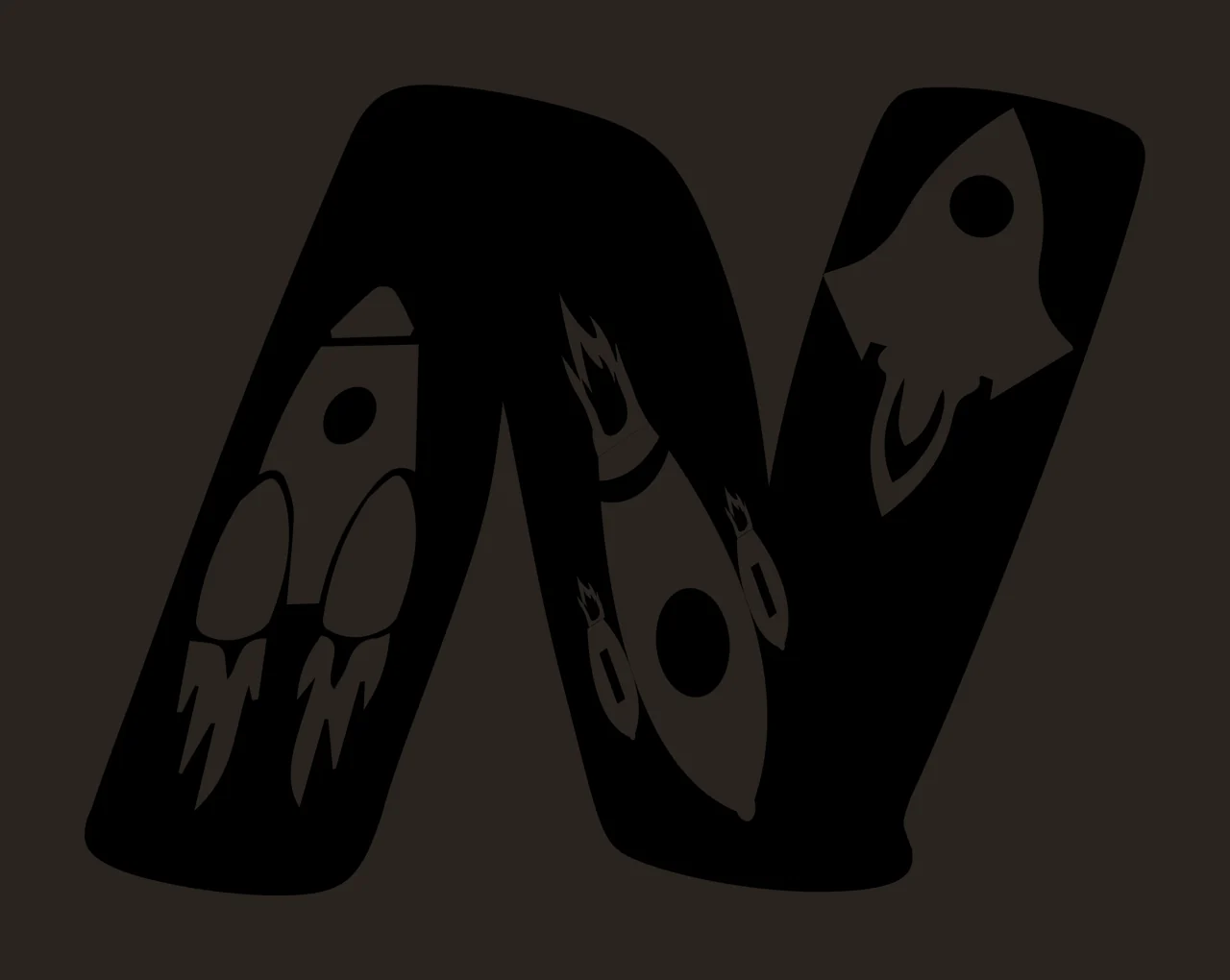 Space N Letter With Rocket Ships contrast preview thumbnail
