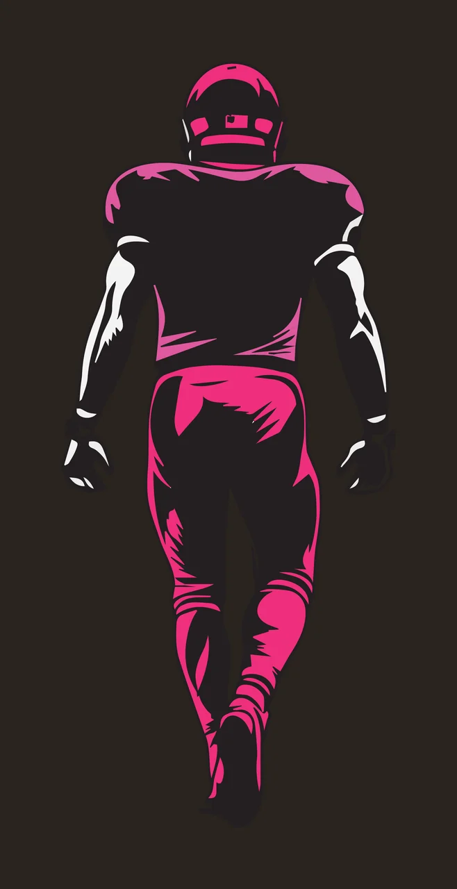 Football Player Standing Back View helmet pads line drawing contrast preview thumbnail