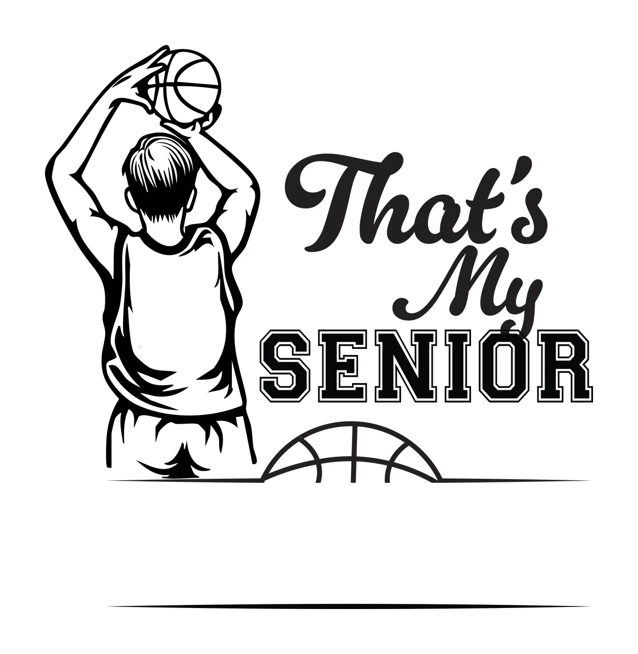 Ball Basketball Silhouette player holding above head serif text