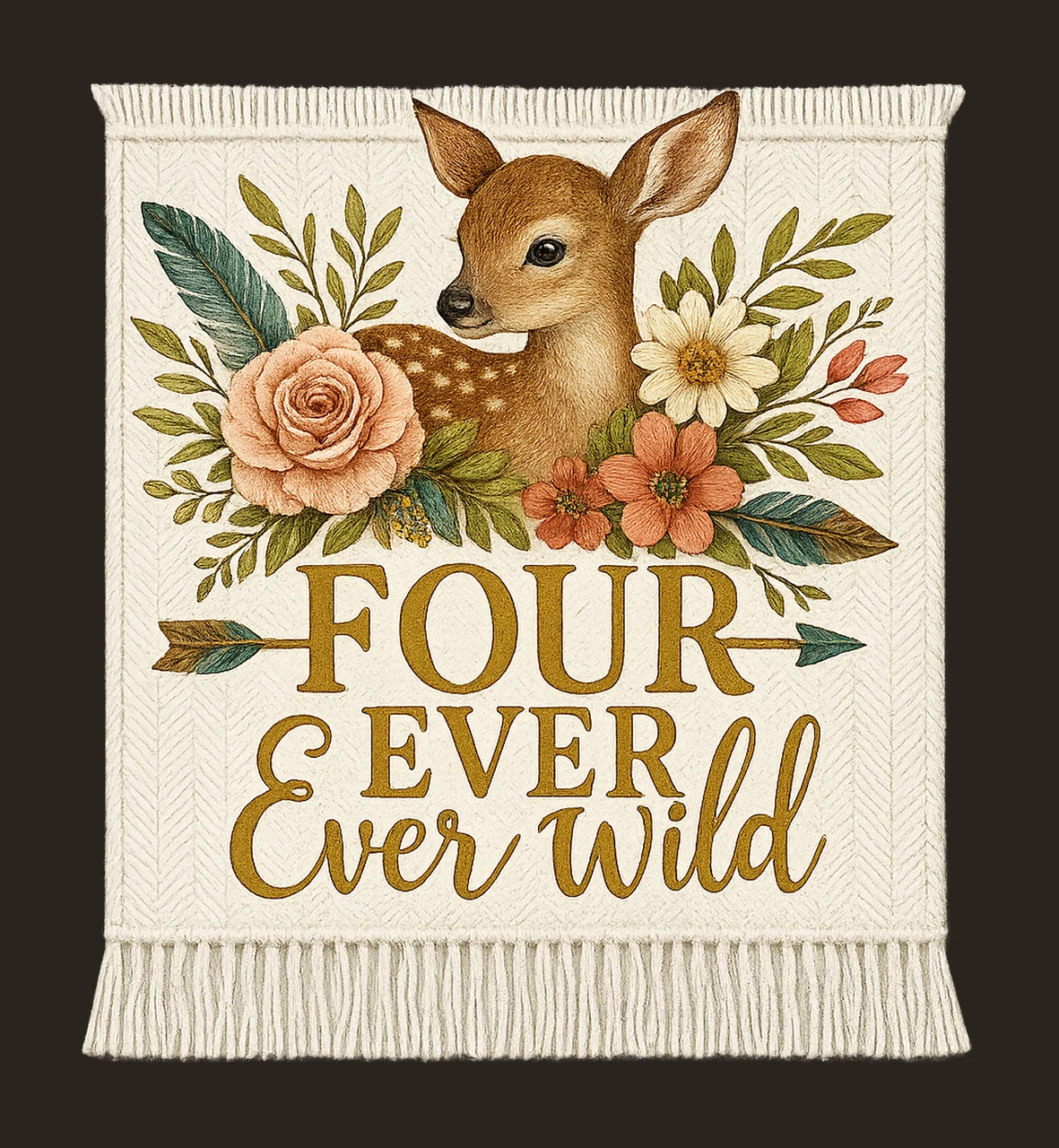Fourth Birthday Four Ever Wild Boho Girl Birthday Design 4th contrast preview thumbnail