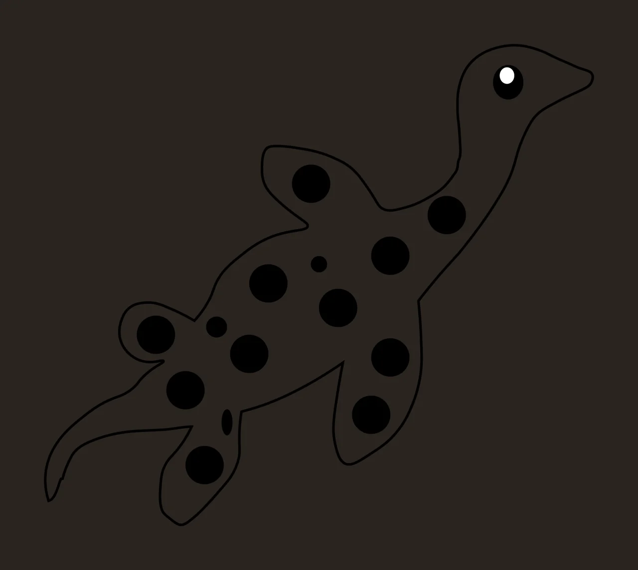 Polka Dot Aquatic Creature Line Drawing swimming dots fins contrast preview thumbnail